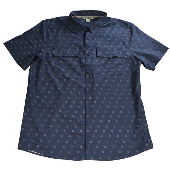 Voyager XL Blue Short Sleeve Button Up Shirt Geometric Print Casual - Picture 1 of 11